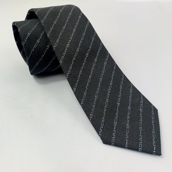 Gucci Wool Barber Tie with Logo in Graphite/ Blue - Picture 1 of 10